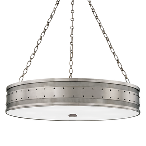 Gaines Chandelier 30" shown from the front to reveal the frame, arms, and shade detail.