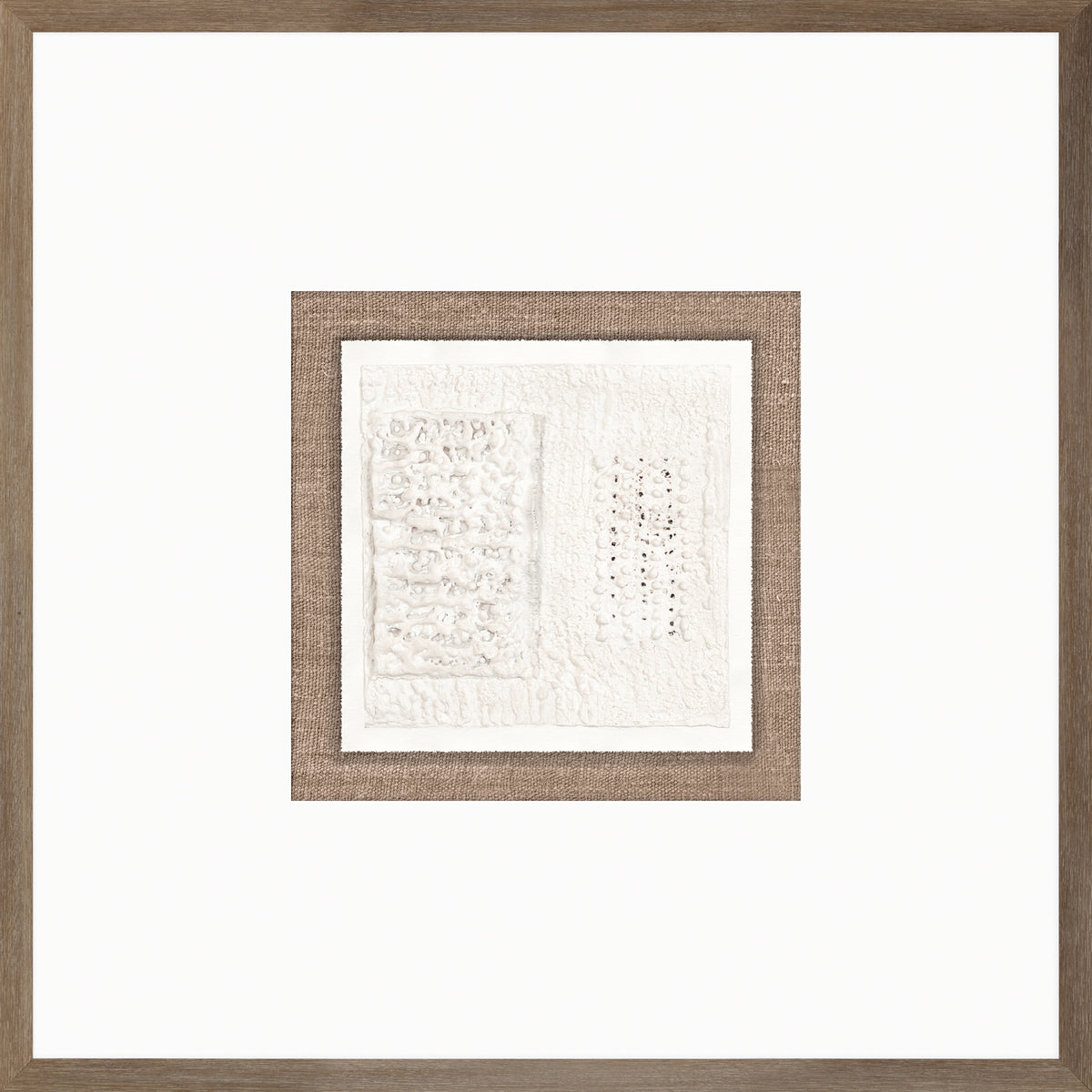 Encaustic Neutrals I wall art featuring textured white design in a natural wood frame