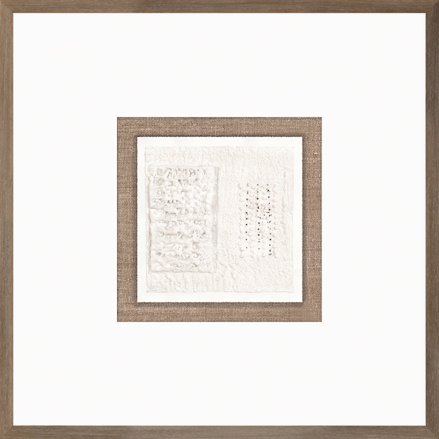 Encaustic Neutrals I wall art featuring textured white design in a natural wood frame