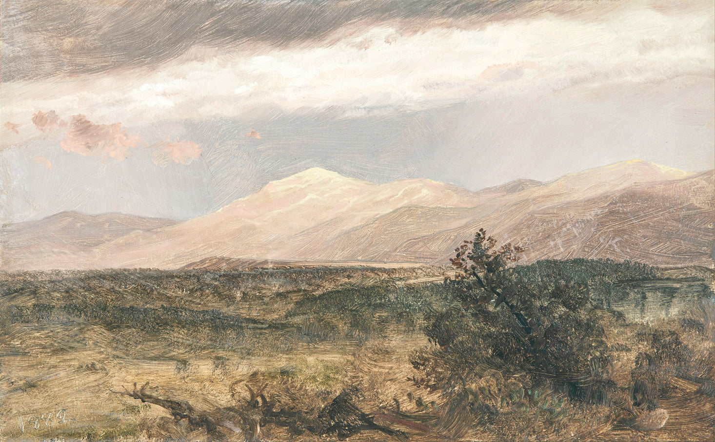 Hudson River School – Catskills at Sunset C. 1870 — nature and landscape fine art print shown from another angle