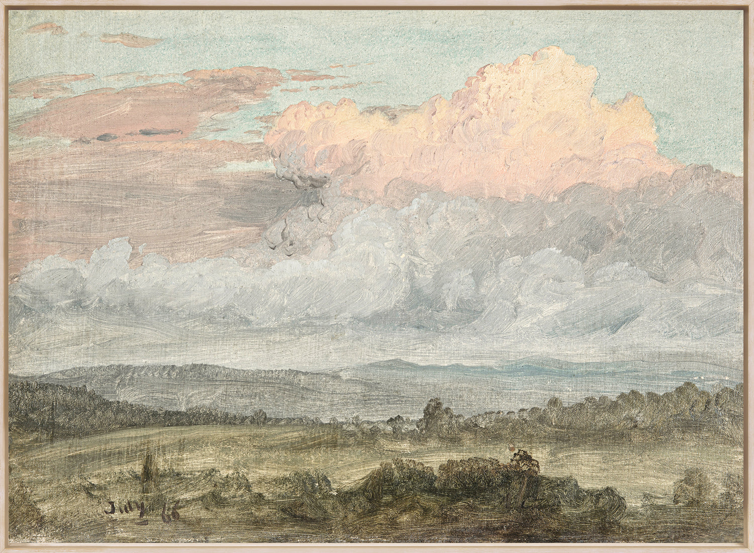 Hudson River School – Clouds, Hudson Valley C. 1870 — nature and landscape fine art print in cool tones at Laurie Yapp Home
