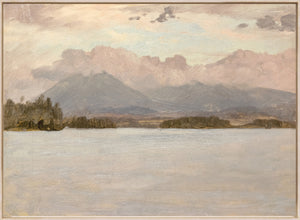 Hudson River School – Lake Katahdin C. 1870 — nature and landscape fine art print in cool tones at Laurie Yapp Home