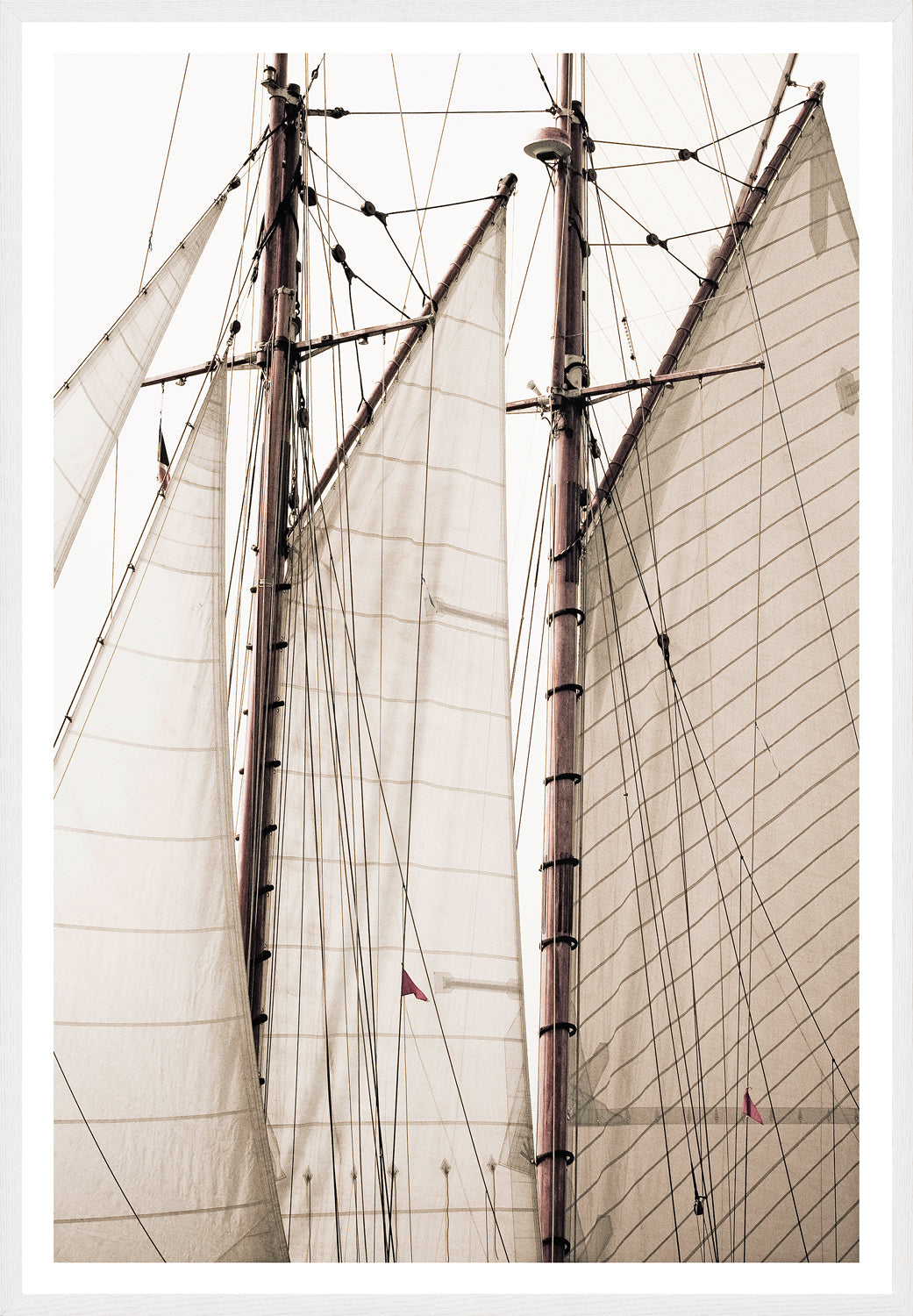 Sailing Details I wall art featuring close-up of ship sails and masts in soft tones