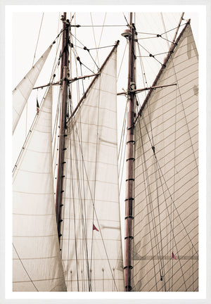 Sailing Details I wall art featuring close-up of ship sails and masts in soft tones