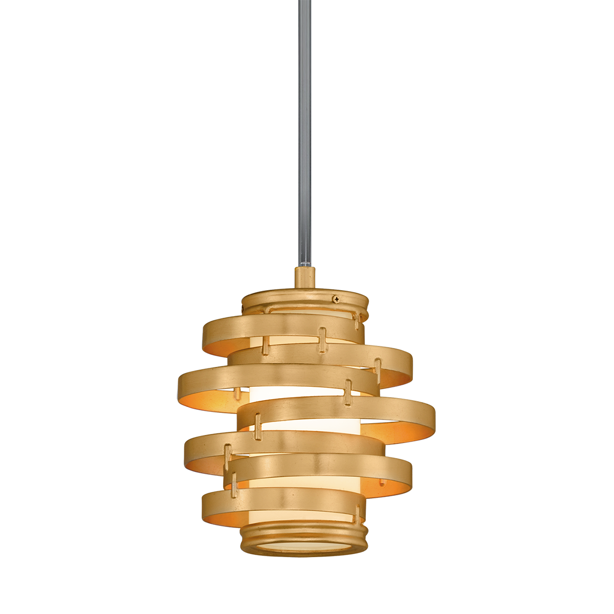 Vertigo Pendant 9.5" x 9.25" in Gold Leaf — a Corbett pendant for kitchens, entries, and dining rooms at Laurie Yapp Home.