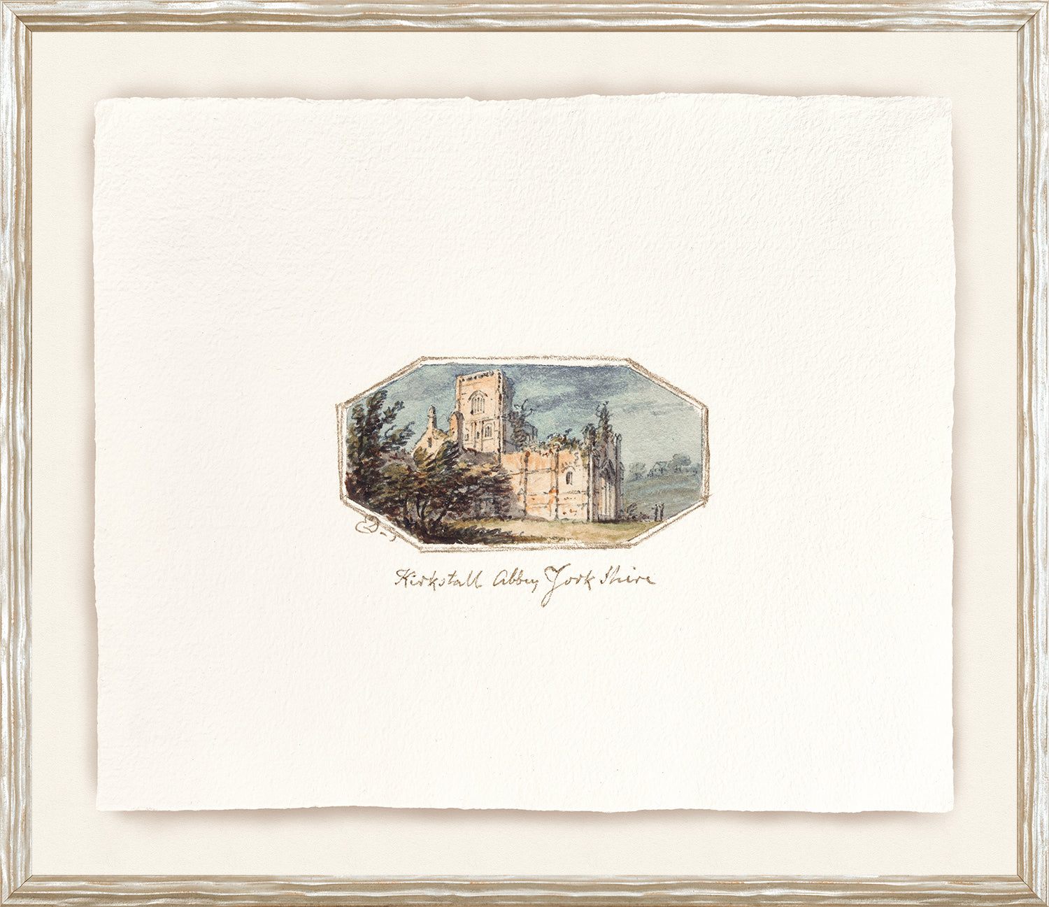 English Watercolours IV C. 1790 artwork depicting Kirkstall Abbey, York, with soft colors.
