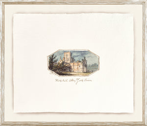 English Watercolours IV C. 1790 artwork depicting Kirkstall Abbey, York, with soft colors.