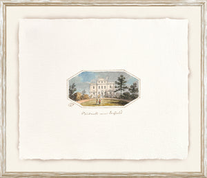 English Watercolours V C. 1790, depicting a house with trees, watercolor on textured paper.