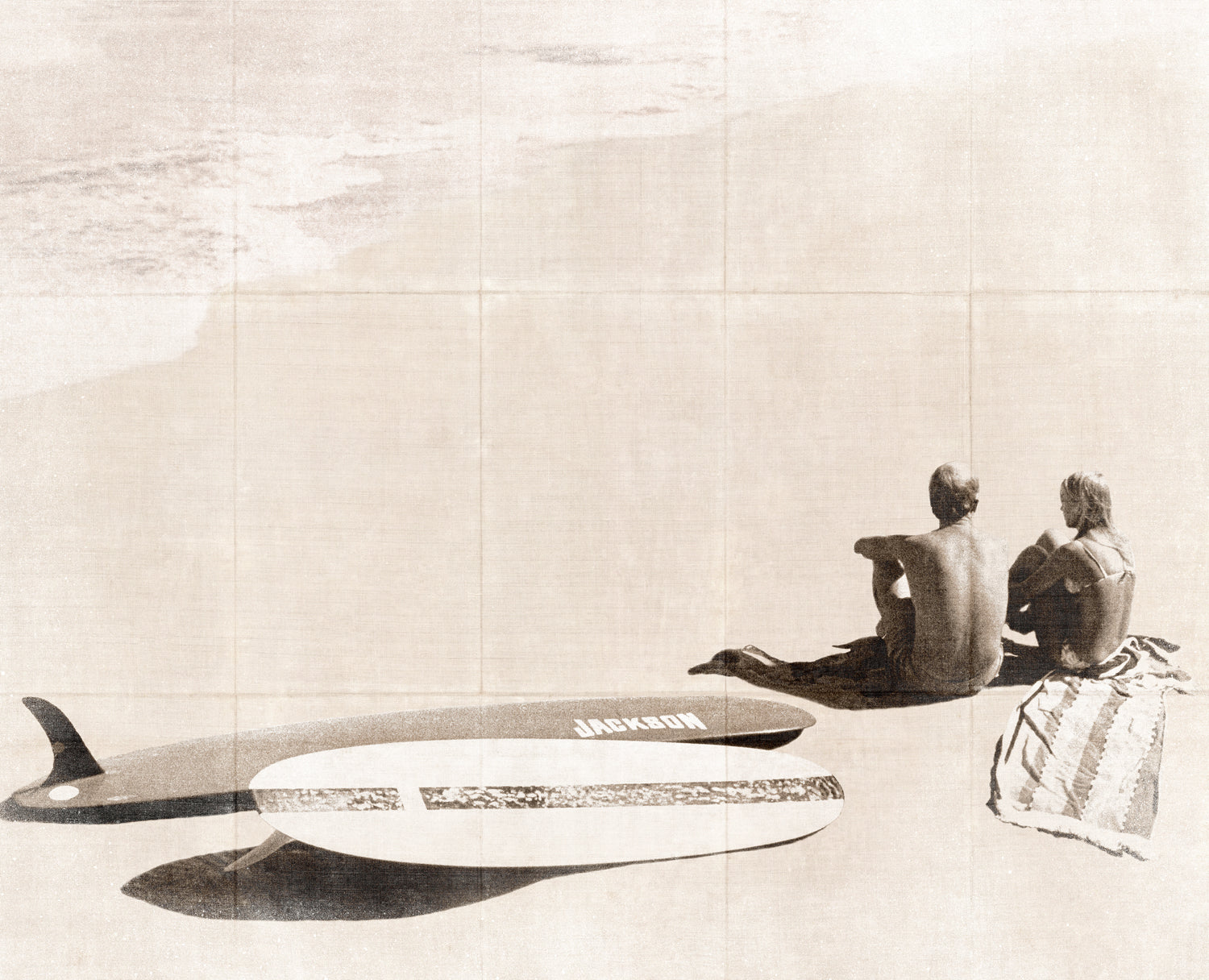 Summer Surf and Sand I C. 1966, Large, Gallery Wrap Canvas — Celadon Art at Laurie Yapp Home.