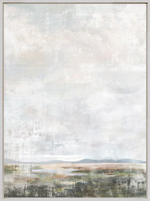 Salt Marsh III wall art featuring soft pastel colors and abstract landscape with clouds.
