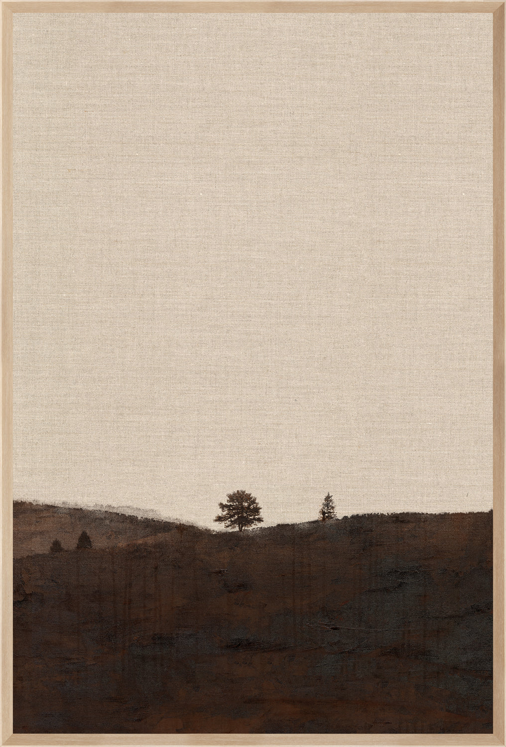 Chestnut Country X wall art featuring a minimalist landscape with trees and earthy tones.