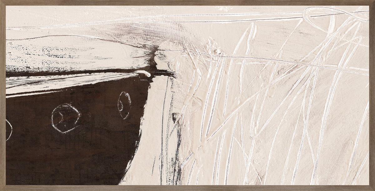 Vessel II wall art featuring abstract brown and beige design with textured brush strokes