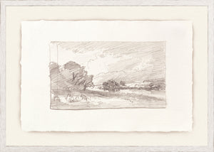 Sketchbook Landscapes I C. 1892 wall art featuring a sepia-toned landscape sketch with trees and clouds.