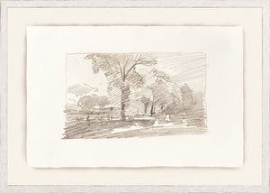 Sketchbook Landscapes V C. 1892 wall art featuring a sepia-toned landscape sketch with trees.