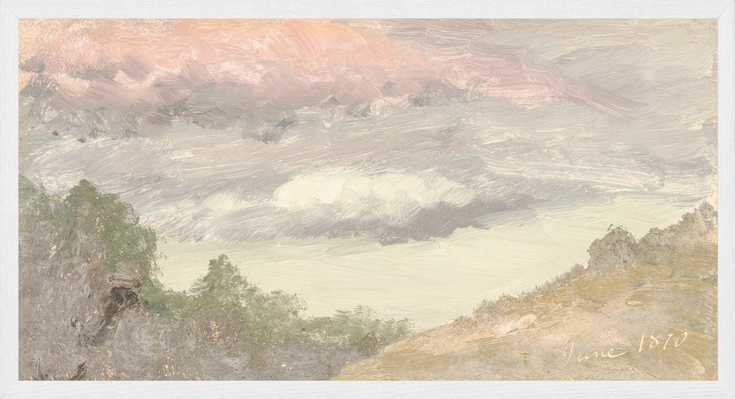 Hudson River School – Clouds Over Church’s Farm C. 1870 — nature and landscape fine art print shown from another angle