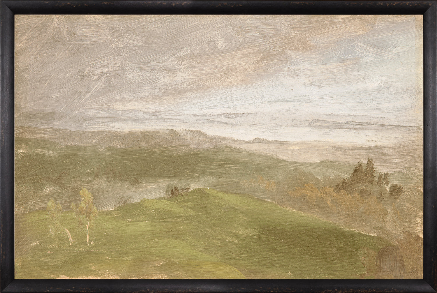 Hudson River School – Summer View, Hudson Valley C. 1870 framed art print, 14.25 × 21.25 in
