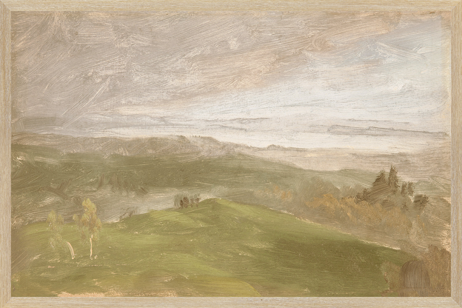 Hudson River School – Summer View, Hudson Valley C. 1870 framed art print, 14 × 21 in