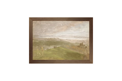 20,32 × 27,94 cm – Toile sur panneau, cadre en bois foncé
