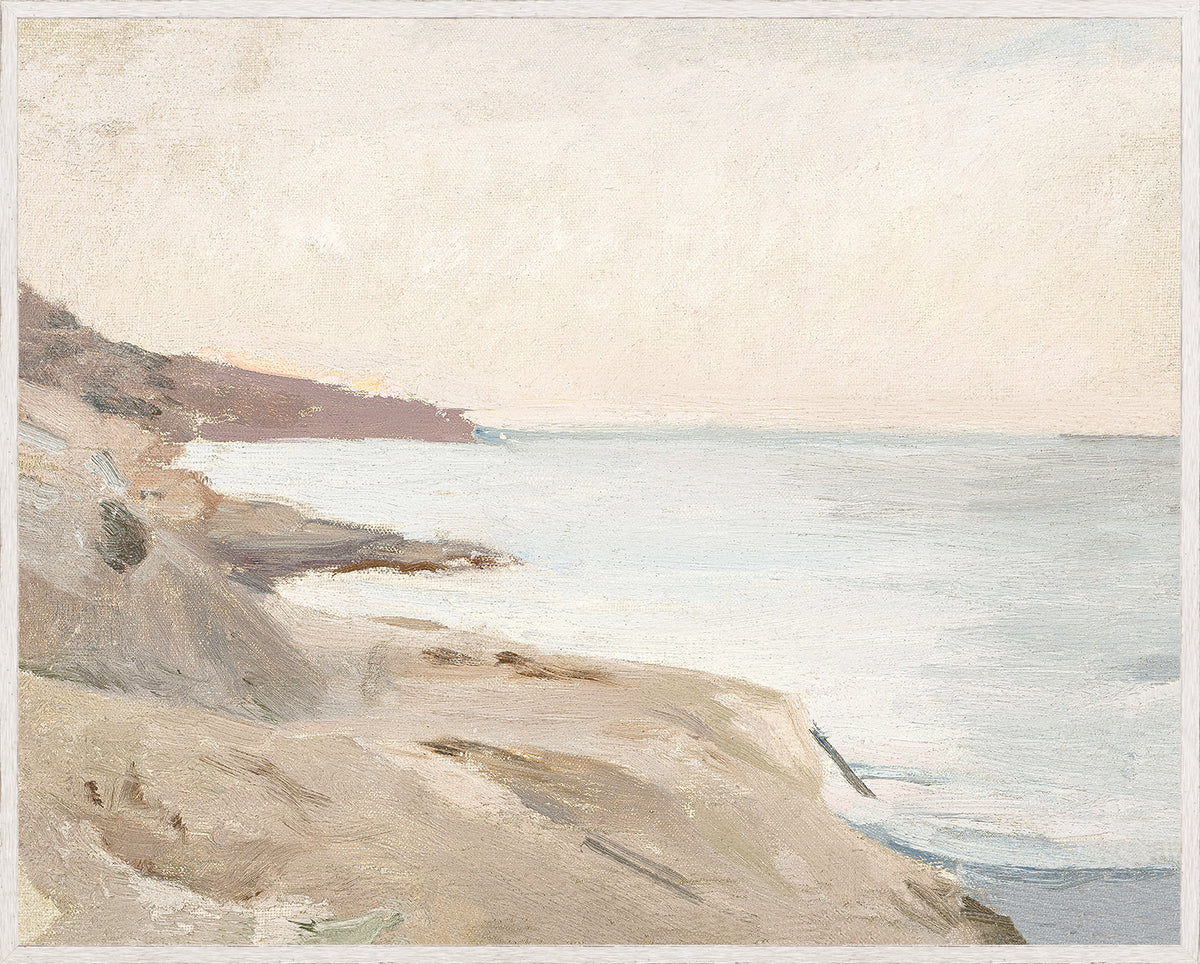 Raw Canvas Series – Calm Seas wall art featuring soft colors and abstract coastal landscape.