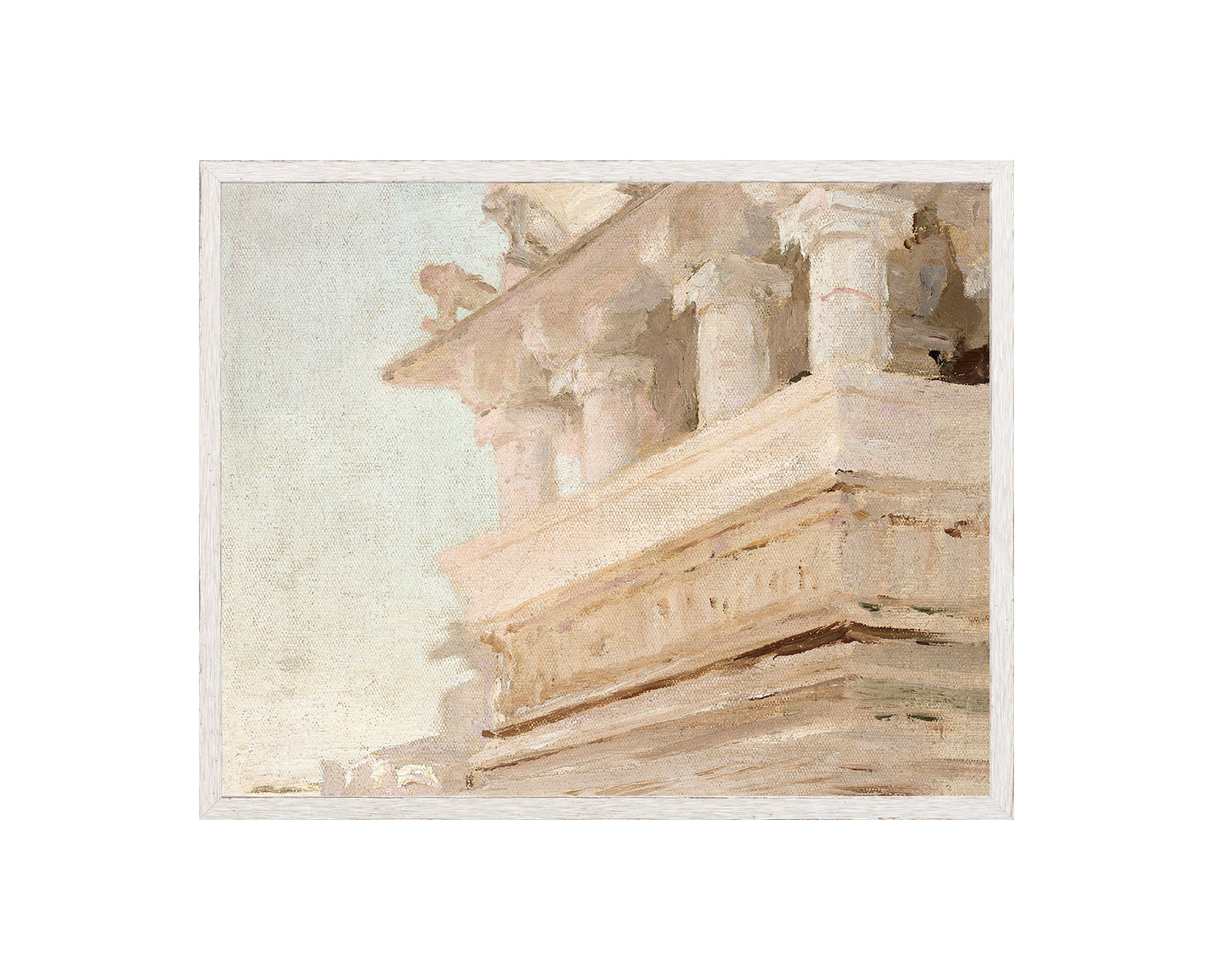 Raw Canvas Series – Pastel Facade — architecture and travel fine art print in cool tones at Laurie Yapp Home