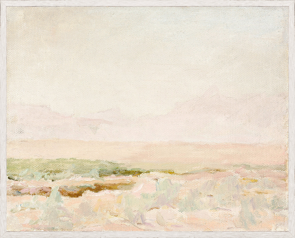 Raw Canvas Series – Desert View wall art featuring soft pastel colors and abstract desert landscape.