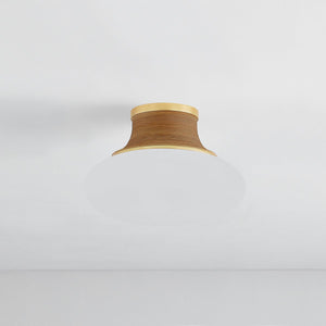 Pearl River Flush Mount 11" in aged brass shown from a second angle to highlight the shade profile and mounting canopy.