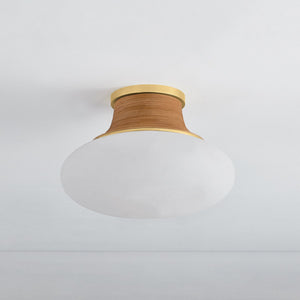 Pearl River Flush Mount 15" in aged brass shown from a second angle to highlight the shade profile and mounting canopy.