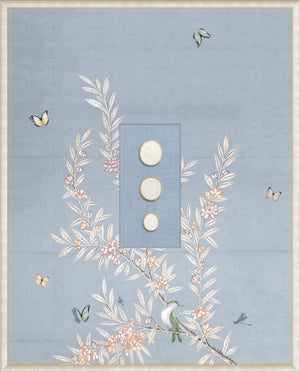 Grand Tour Intaglio – Spring Time Chinoiserie in Powder Blue I, Form IV framed art print, 16.75 × 20.75 in
