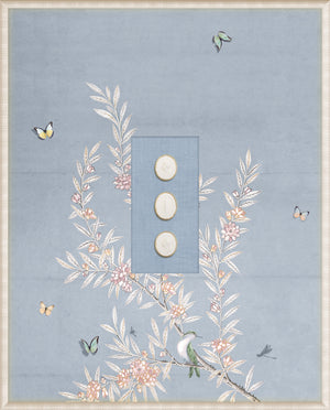 Grand Tour Intaglio – Spring Time Chinoiserie in Powder Blue I, Form VI framed art print, 16.75 × 20.75 in