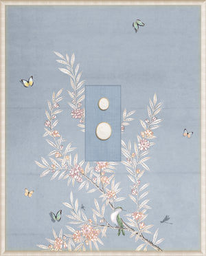 Grand Tour Intaglio – Spring Time Chinoiserie in Powder Blue I, Form VII framed art print, 16.75 × 20.75 in