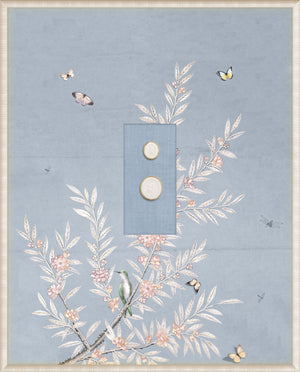 Grand Tour Intaglio – Spring Time Chinoiserie in Powder Blue II, Form IX framed art print, 16.75 × 20.75 in
