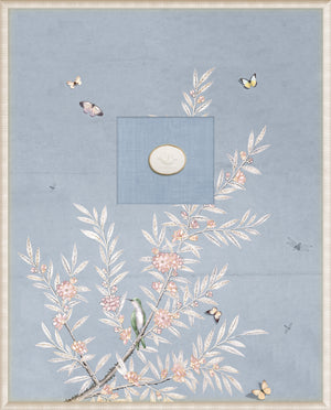 Grand Tour Intaglio – Spring Time Chinoiserie in Powder Blue II, Form XII framed art print, 16.75 × 20.75 in