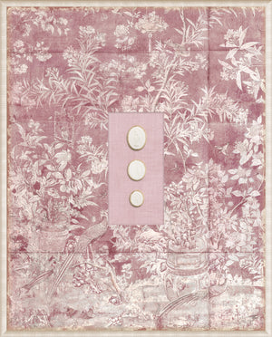 Grand Tour Intaglio – Blush Chinoiserie wall art featuring pink floral design and three cameo-style medallions.