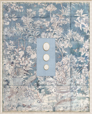 Grand Tour Intaglio – Powder Blue Chinoiserie, Form V framed art print, 16.75 × 20.75 in