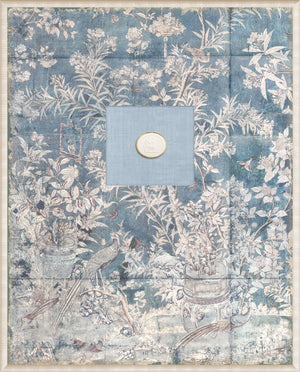 Grand Tour Intaglio – Powder Blue Chinoiserie, Form XI framed art print, 16.75 × 20.75 in