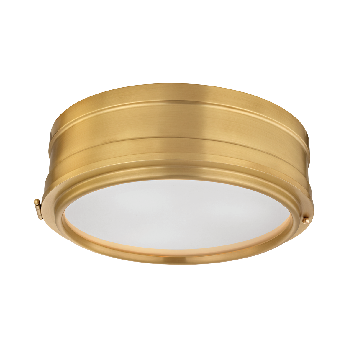 Rye Flush Mount 14" in aged brass — a Hudson Valley flush mount for hallways, bedrooms, and entryways at Laurie Yapp Home.