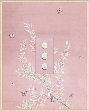 Grand Tour Intaglio – Spring Time Chinoiserie in Blush I, Form VI framed art print, 16.75 × 20.75 in