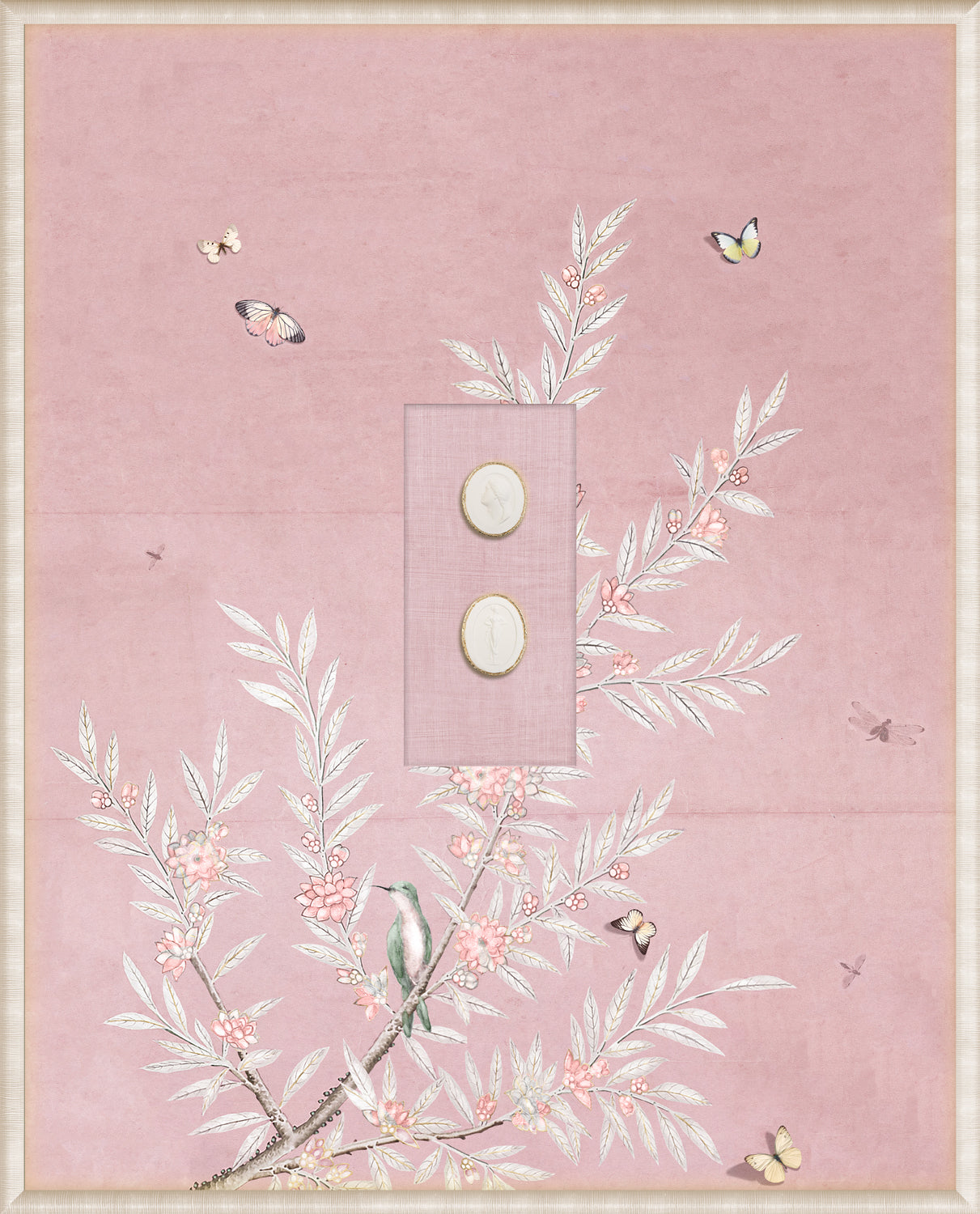 front view of Grand Tour Intaglio – Spring Time Chinoiserie in Blush II luxury Artwork