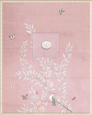 Grand Tour Intaglio – Spring Time Chinoiserie in Blush I, Form XII framed art print, 16.75 × 20.75 in