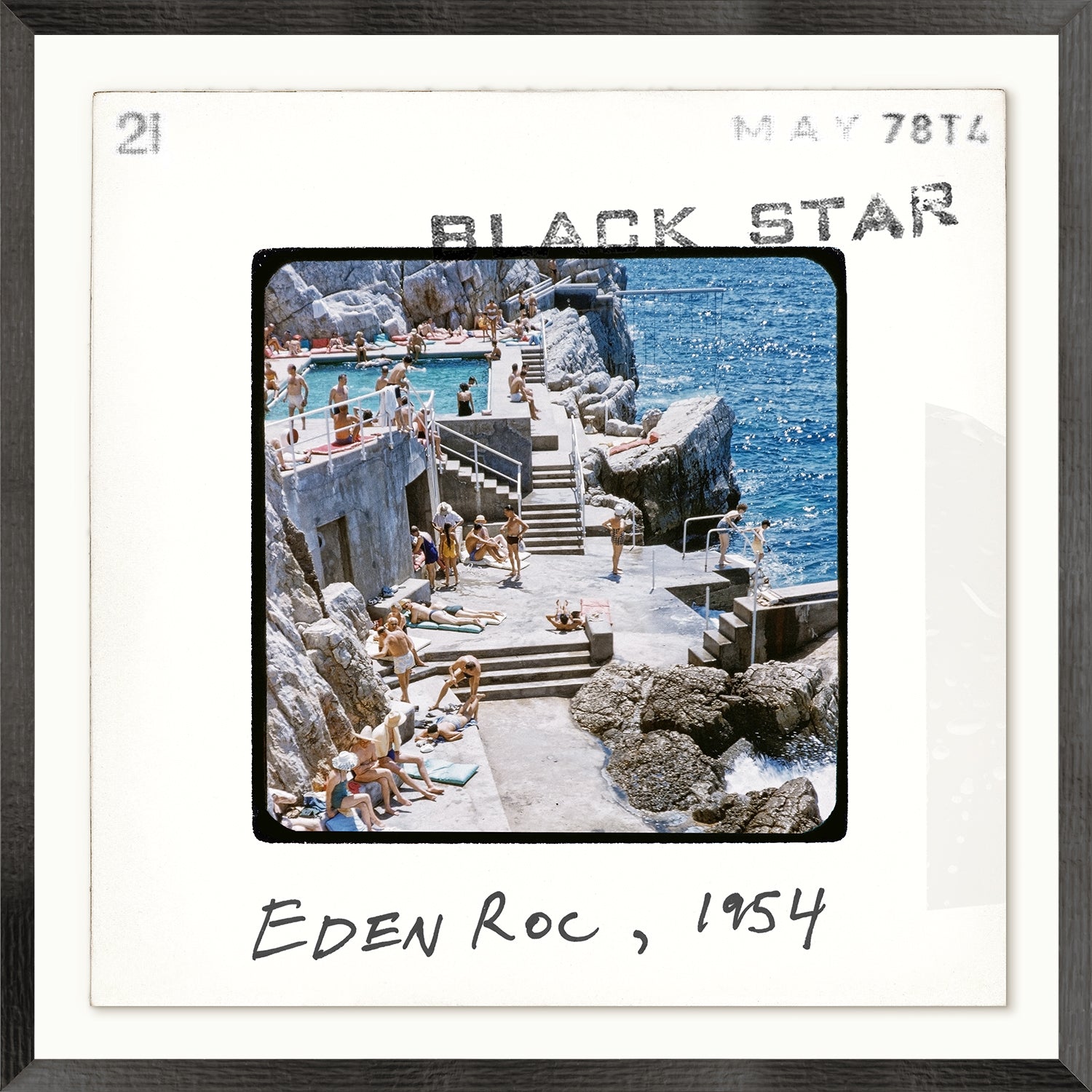 Toni Frissell Slides – Eden Rock C. 1954, vintage photo of a pool scene with people lounging.