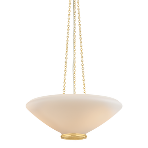 Awosting Pendant 22" in aged brass — a Hudson Valley pendant for kitchens, entries, and dining rooms at Laurie Yapp Home.