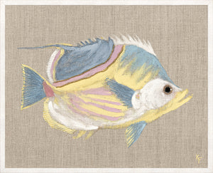 Poissons Tropicaux Sur Lin I — nature and landscape fine art print shown from another angle