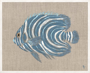 Poissons Tropicaux Sur Lin II — nature and landscape fine art print shown from another angle