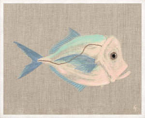 Poissons Tropicaux Sur Lin III — nature and landscape fine art print shown from another angle