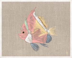 Poissons Tropicaux Sur Lin IV — nature and landscape fine art print shown from another angle