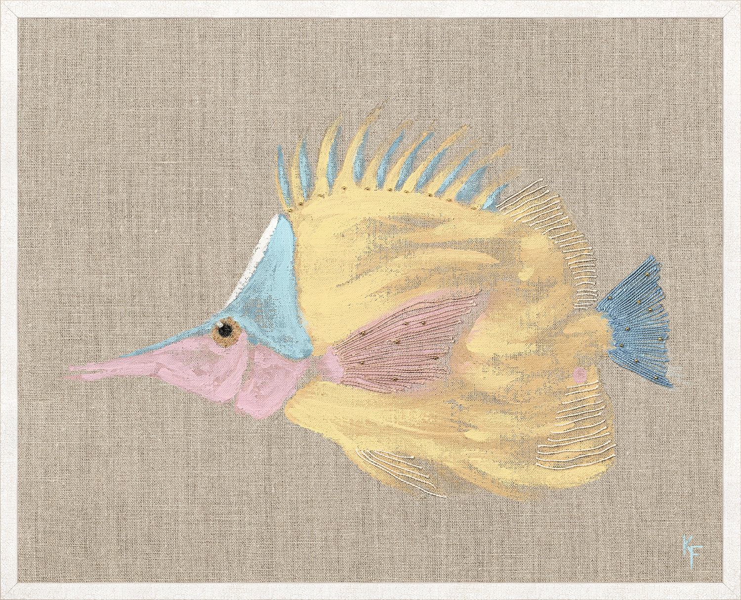 Poissons Tropicaux Sur Lin VI — nature and landscape fine art print shown from another angle