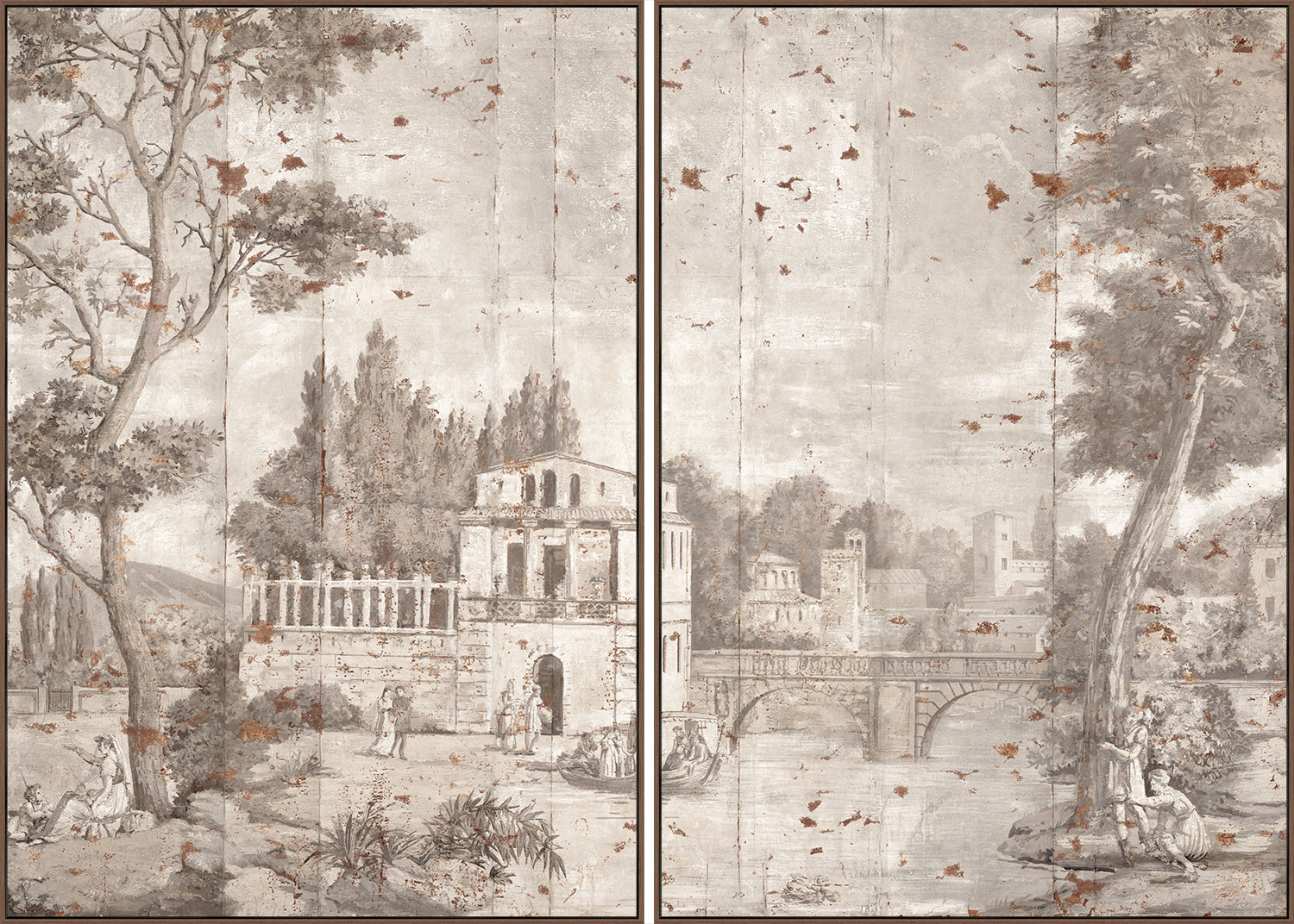 Italian Scenic C. 1852 – Diptych — architecture and travel fine art print shown from another angle