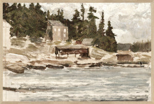 Lakeside Sketch C 1885 framed art print