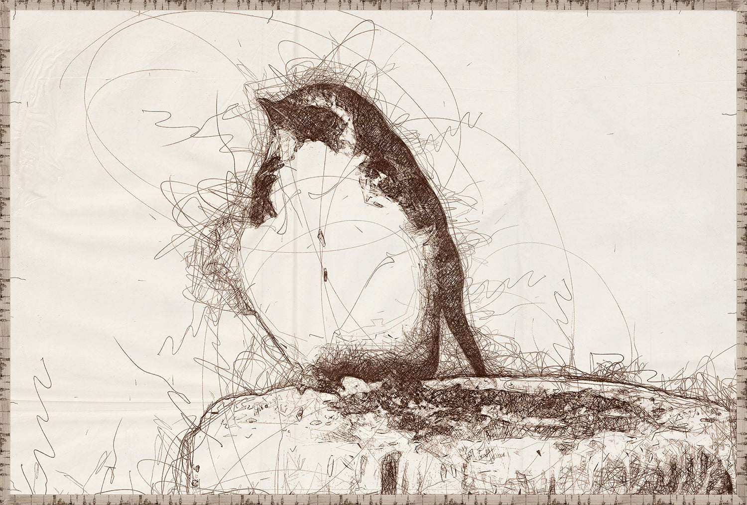 Nature Sketch – Sparrow wall art featuring a sketched sparrow in brown tones on a textured background.