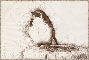 Nature Sketch – Sparrow wall art featuring a sketched sparrow in brown tones on a textured background.